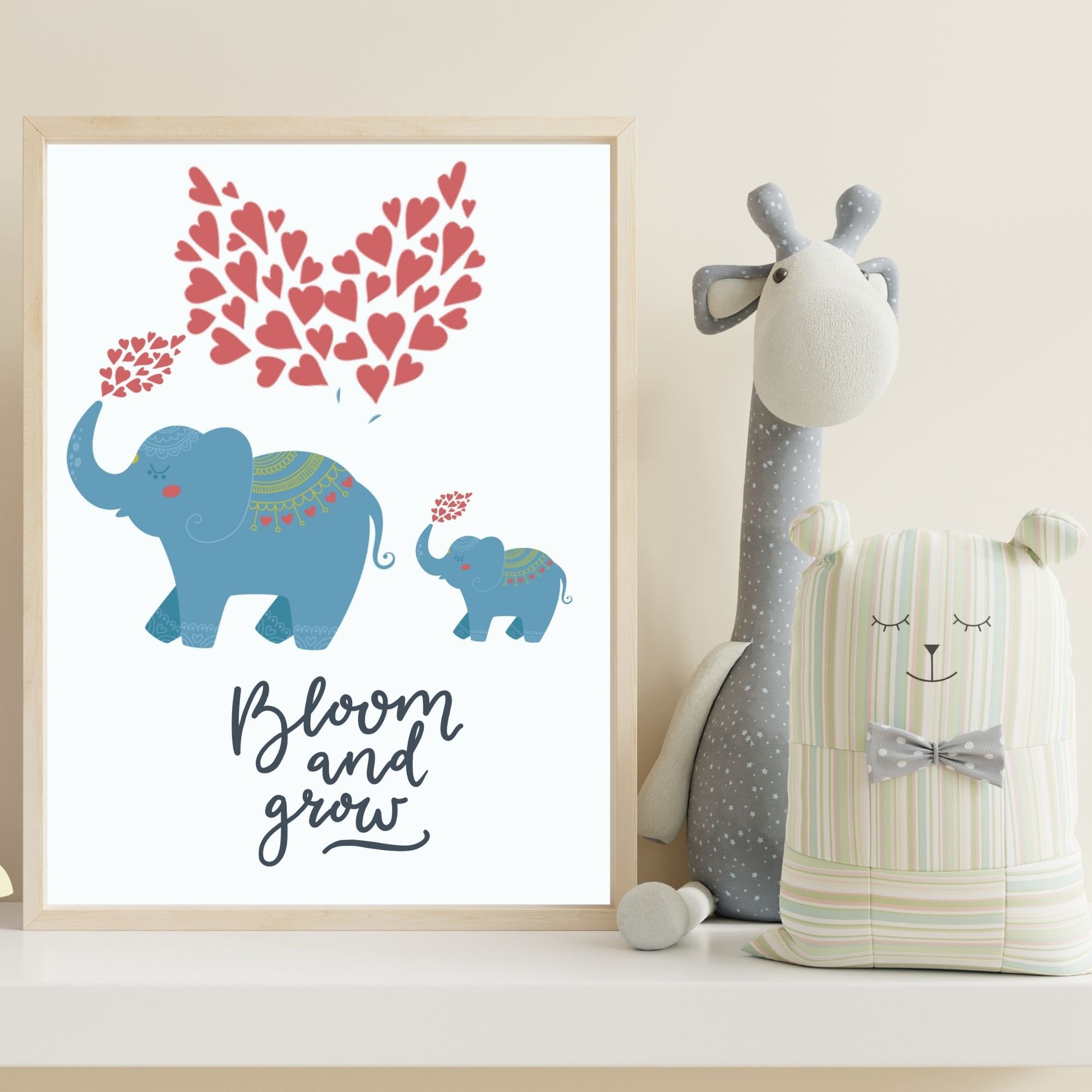 Safari Elephants Print. Ideal for Baby Nursery, Childrens Bedroom