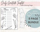 Daily Gratitude Worksheet and Coloring Page | Mindfulness Worksheet |  Gratitude Journal