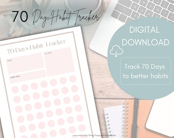 70 dagen gewoontetracker voor de gezondheid | Bullet Journal afdrukbare tracker
