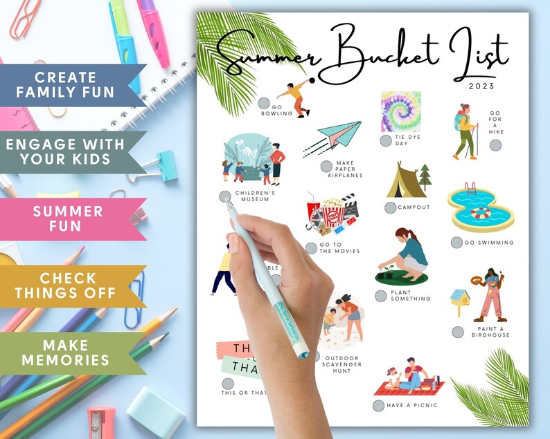 Printable Summer Bucket List for Kids | Bucket List Printable With ...