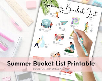 Afdrukbare zomerbucketlist voor kinderen | Bucketlist afdrukbaar met gratis bonusitems