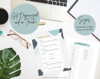 Wekelijkse Boho thema maaltijdplanner en boodschappenlijst afdrukbaar | Wekelijkse maaltijdplanner afdrukbaar