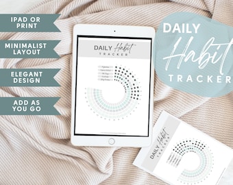 Monthly Habit Tracker Wheel | Habit Tracker for Bullet Journal Printable | Minimalist Digital Planner