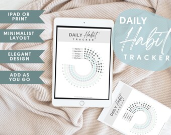 Maandelijkse gewoonte-trackerwiel | Gewoonte Tracker voor Bullet Journal afdrukbaar | Minimalistische digitale planner