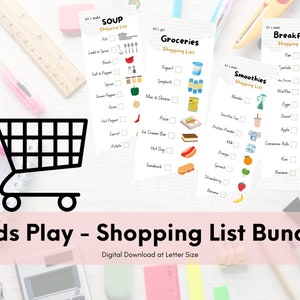 Printable Shopping List for Kids Play Store | Kids Play Grocery Store Printable