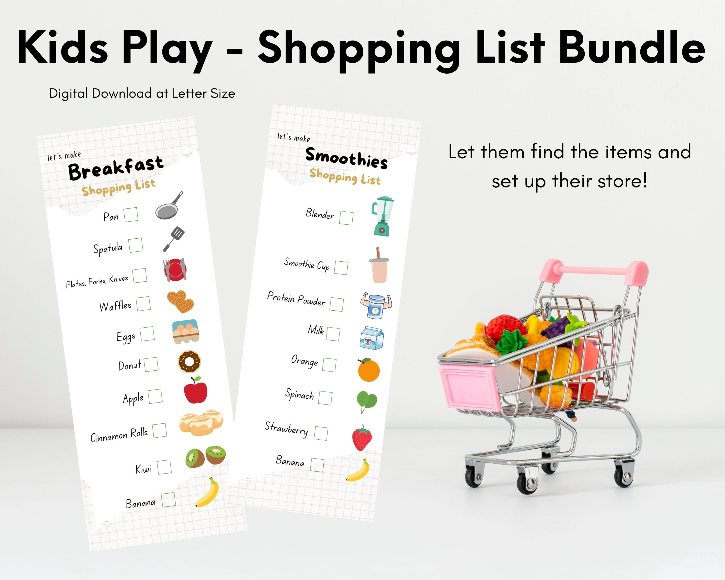 Printable Shopping List for Kids Play Store | Kids Play Grocery Store