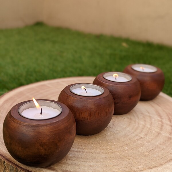 Mango Wood Candle Holders Etsy