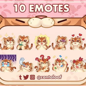 Orange Tiger Emotes | 10 cute tiger Twitch & Discord emotes