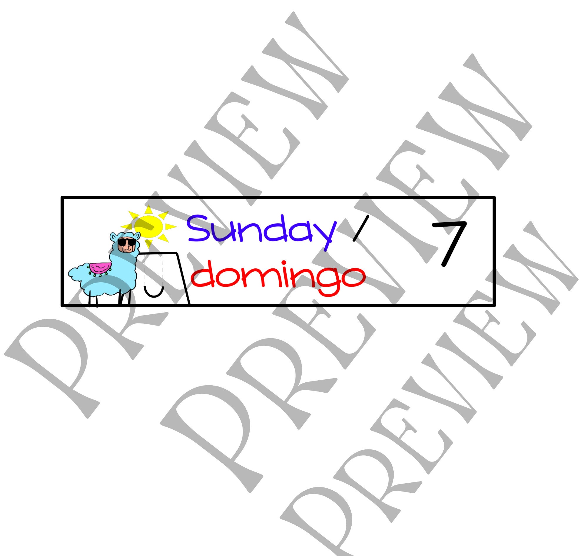 Days of the Week Labels Llamas (bilingual) - Etsy