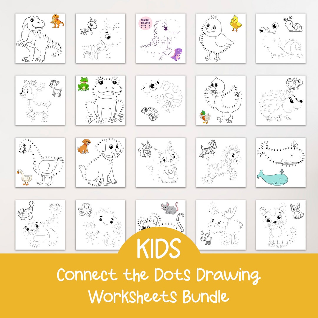 Animals Drawing Worksheets For Kids Animals Drawing Etsy