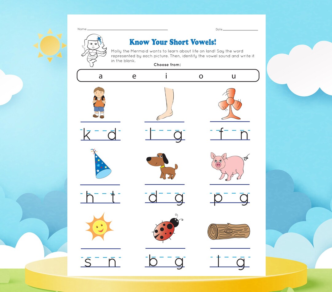 Short Vowels Learning Activity Printable A4 Pdf Activity for - Etsy