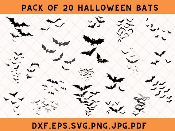 Halloween bats Svg, Flying bats svg, Spooky bats svg, Halloween bats, Clipart, Bat silhouette, Bats cut file, bats Png, Dxf