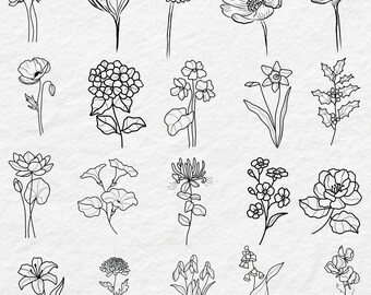 Birthmonth svg bundle, Birth month flower svg, Birth flower svg, Botanical svg, Wildflower svg