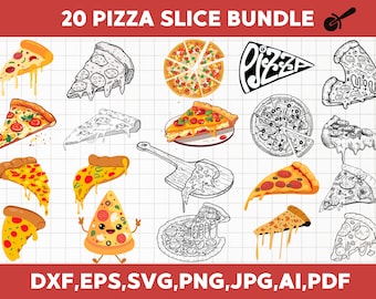 Pizza Slice, Bundle, Clipart, Cut File (ai, eps, jpg, pdf, png, svg, dxf)