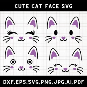 Cute cat svg, kitten svg, cat eyelashes svg, Cat silhouette, Cat face silhouette, Kawaii cat face, Cute cat svg cut files, jpg, png