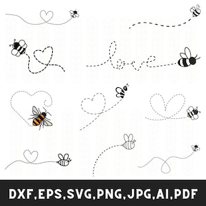 Bee path svg bundle , Bee trails svg, Honey bee path svg Designs, Bumble bee, Flying bee heart svg, cricut files