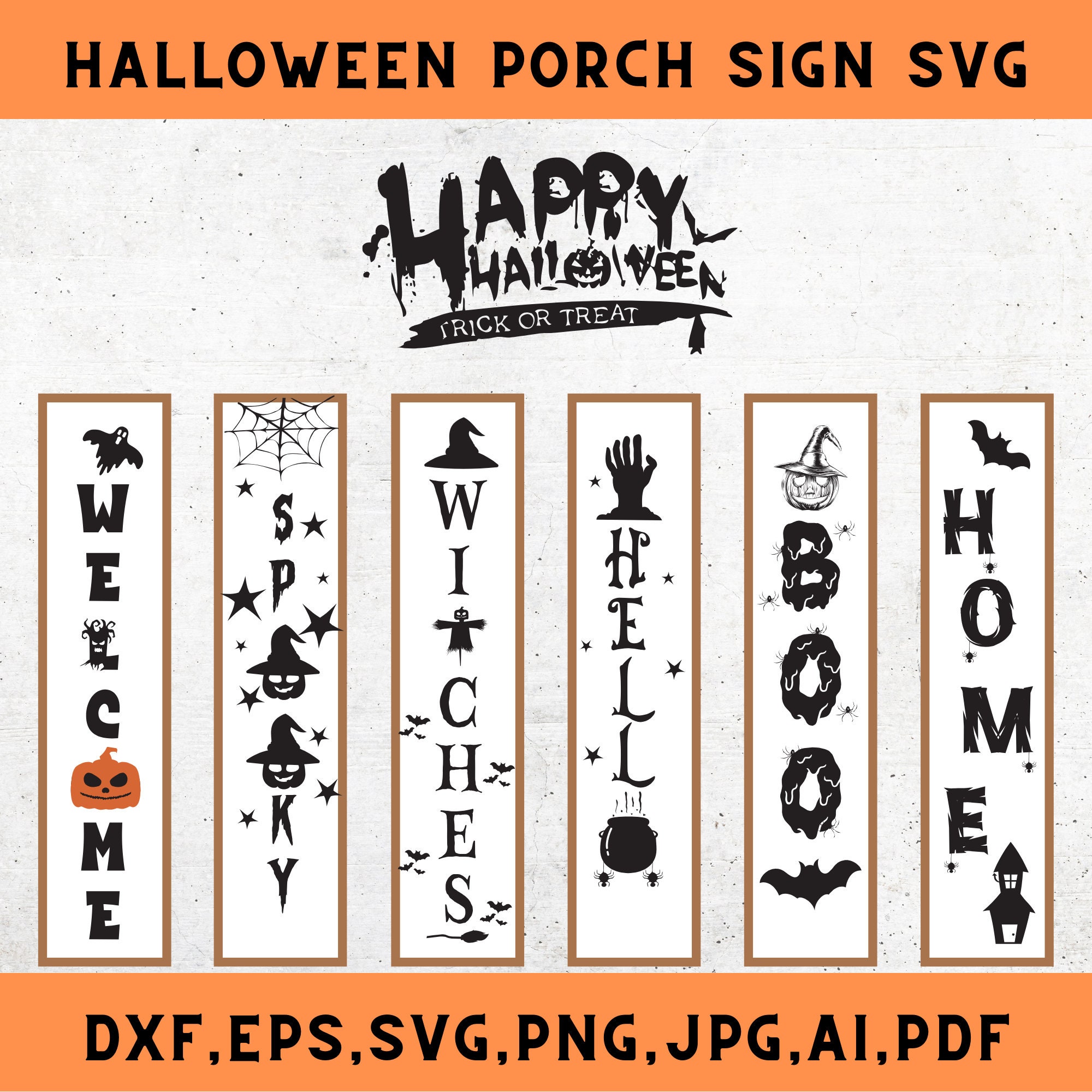 Halloween Porch Sign SVG Bundle (digital Files) - Etsy