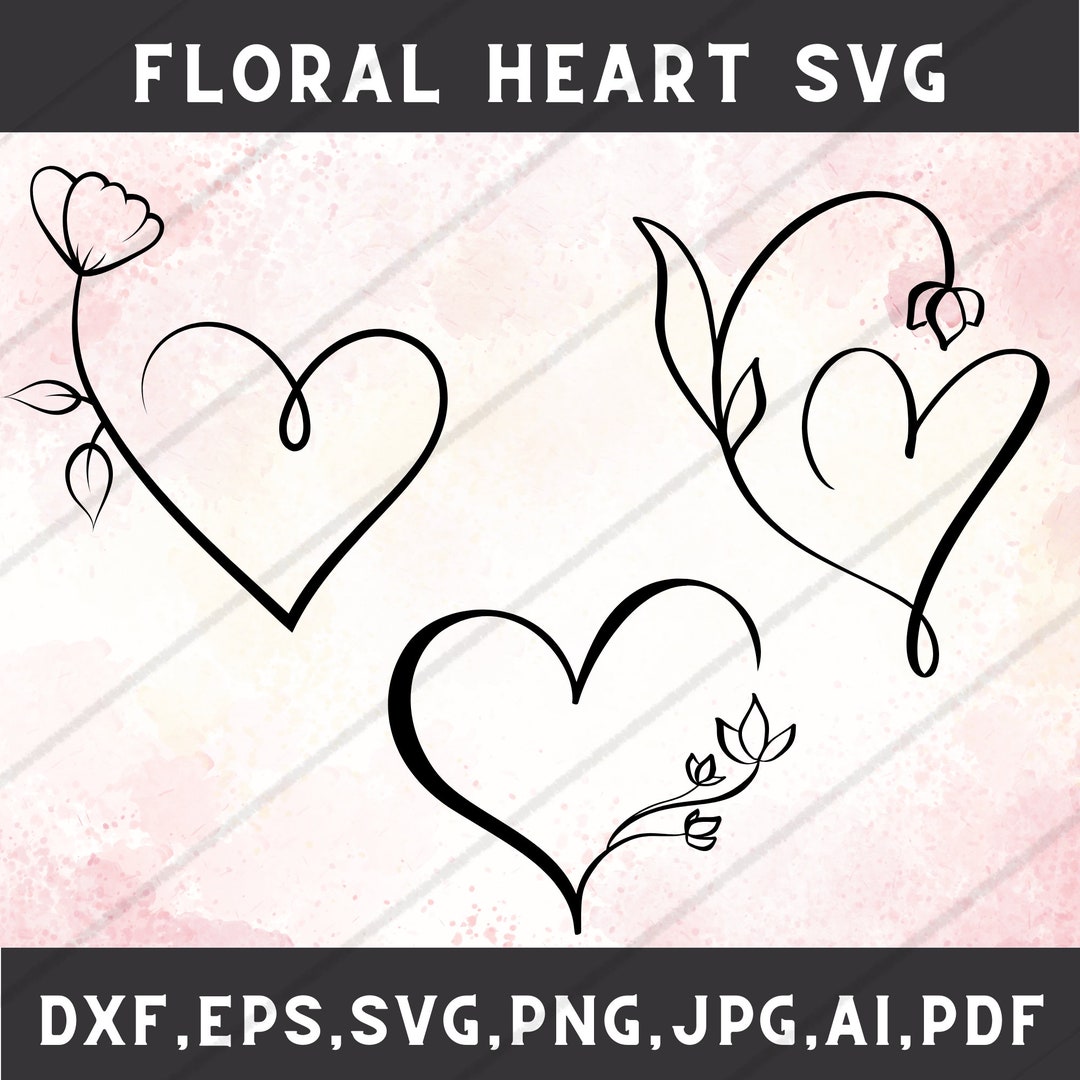 Floral Heart Wreath SVG, Flower Heart Cut Files (digital Download) - Etsy