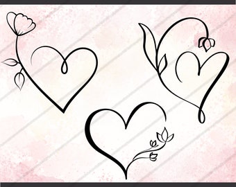 Floral Heart Wreath SVG, Flower Heart Cut Files (Digital Download)