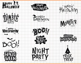 Happy Halloween SVG Bundle, Trick or Treat Designs (Digital Download)
