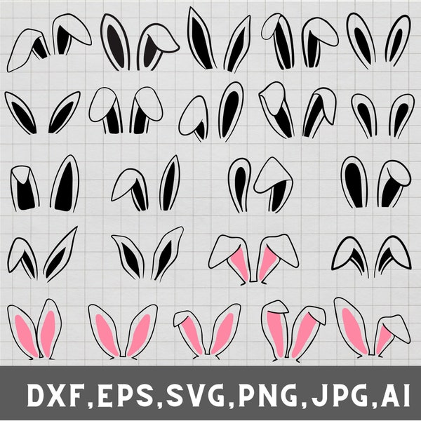 Easter bunny ears svg bundle, Rabbit ears svg, Cricut and silhouette png