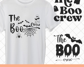 Boo Crew SVG、不気味なゴーストTシャツデザイン（デジタルファイル）