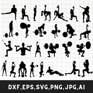 Fitness meisje SVG, sportschool training clipart (digitale bestanden)