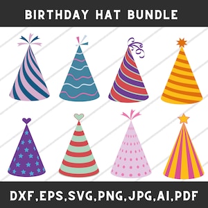 Sombrero de cumpleaños svg, Fiesta de cumpleaños svg, Sombrero de fiesta png, Imágenes prediseñadas de sombrero de cumpleaños, Sombrero de celebración svg, Vector de sombreros de fiesta, Cumpleaños de celebración