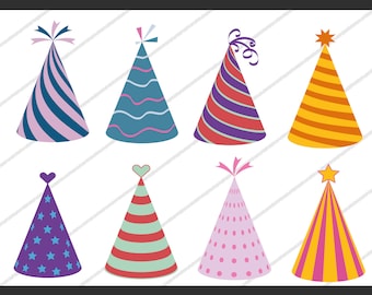 Birthday Hat SVG Bundle, Party Clipart (Digital Files)