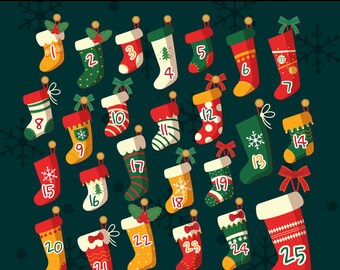 Christmas Advent Calendar SVG, Clipart, PNG (Digital Files)