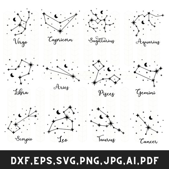 Zodiac sign svg, Zodiac png bundle, Star zodiac constellation svg, Horoscope svg bundle, Astrology svg, Digital Download