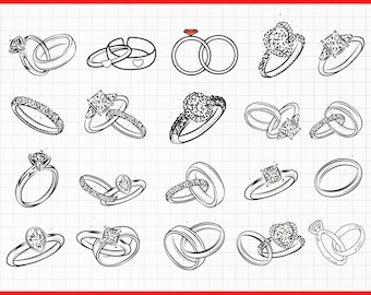 Wedding ring svg bundle, Diamond ring svg, Engagement ring svg, Marriage rings svg, Ring png, Ring cricut