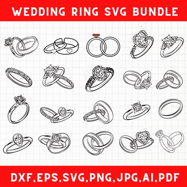 Wedding ring svg bundle, Diamond ring svg, Engagement ring svg, Marriage rings svg, Ring png, Ring cricut