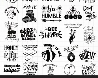 Lot d'abeilles SVG, SVG genre abeille, abeille heureuse SVG, svg sentiers d'abeilles, svg abeille à miel, fichier svg bourdon, bundle Svg abeille, svg abeille et nid d'abeille