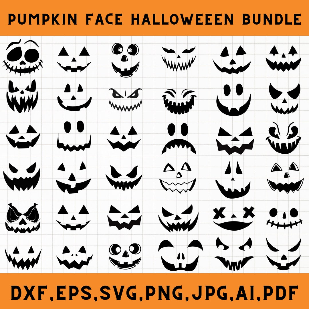 Pumpkin Face Svg Bundle Jack O Lantern Svg Pumpkin Faces