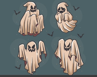 Cute Halloween Ghost SVG, PNG, Clipart (Digital Download)