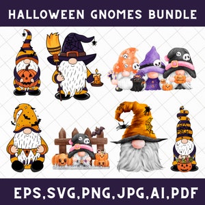Halloween gnome svg bundle, Gnome halloween clipart, Gnome halloween svg, Spooky season svg, Gnomes svg, Scary gnome svg, Png, Eps