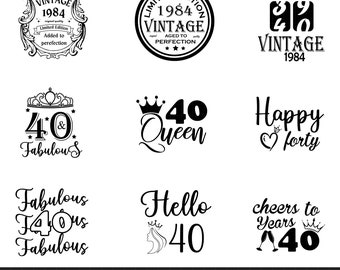 40th birthday svg bundle, Vintage 1984 svg, Aged perfection svg, Turning 40 svg, Happy 40th birthday svg, Limited edition