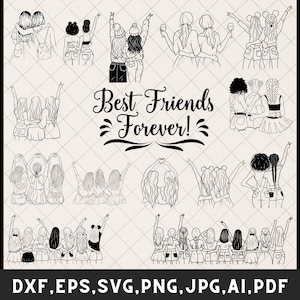Paquete de mejores amigos svg, Día de la amistad, Besties svg, Bestie squad svg, Amigos para siempre svg, bff svg, Mejores amigos png, Abrazo amistoso png