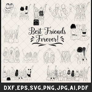 Best friends svg bundle, Friendship day, Besties svg, Bestie squad svg, Friends forever svg, bff svg, Best friends png, Friendly hug png