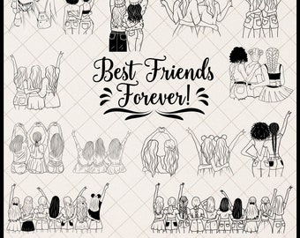 Best Friends SVG Bundle, Friendship Clipart (Digital Files)