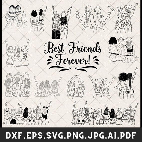 Best Friends SVG Bundle, Friendship Clipart (Digital Files)