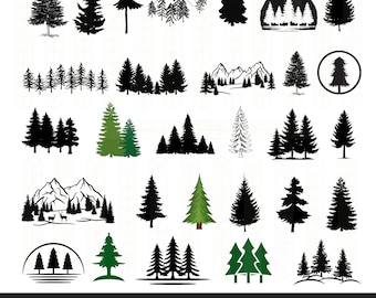 Pine tree silhouette svg bundle, Forest svg bundle, Pine tree svg, Evergreen tree svg, Landscape svg, Forest tree svg, Tree of life svg
