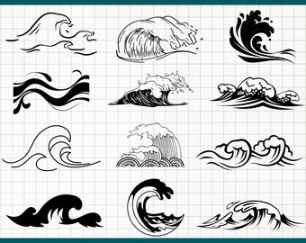 Ocean Waves SVG Bundle, Vector Cut Files (ai, eps, dxf, jpg, png, pdf)