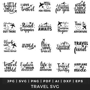 Reizen svg bundel, familie vakantie svg, avontuur svg, reizende citaten svg, reizen clipart, vakantie svg, reiziger svg, meisjes reis svg