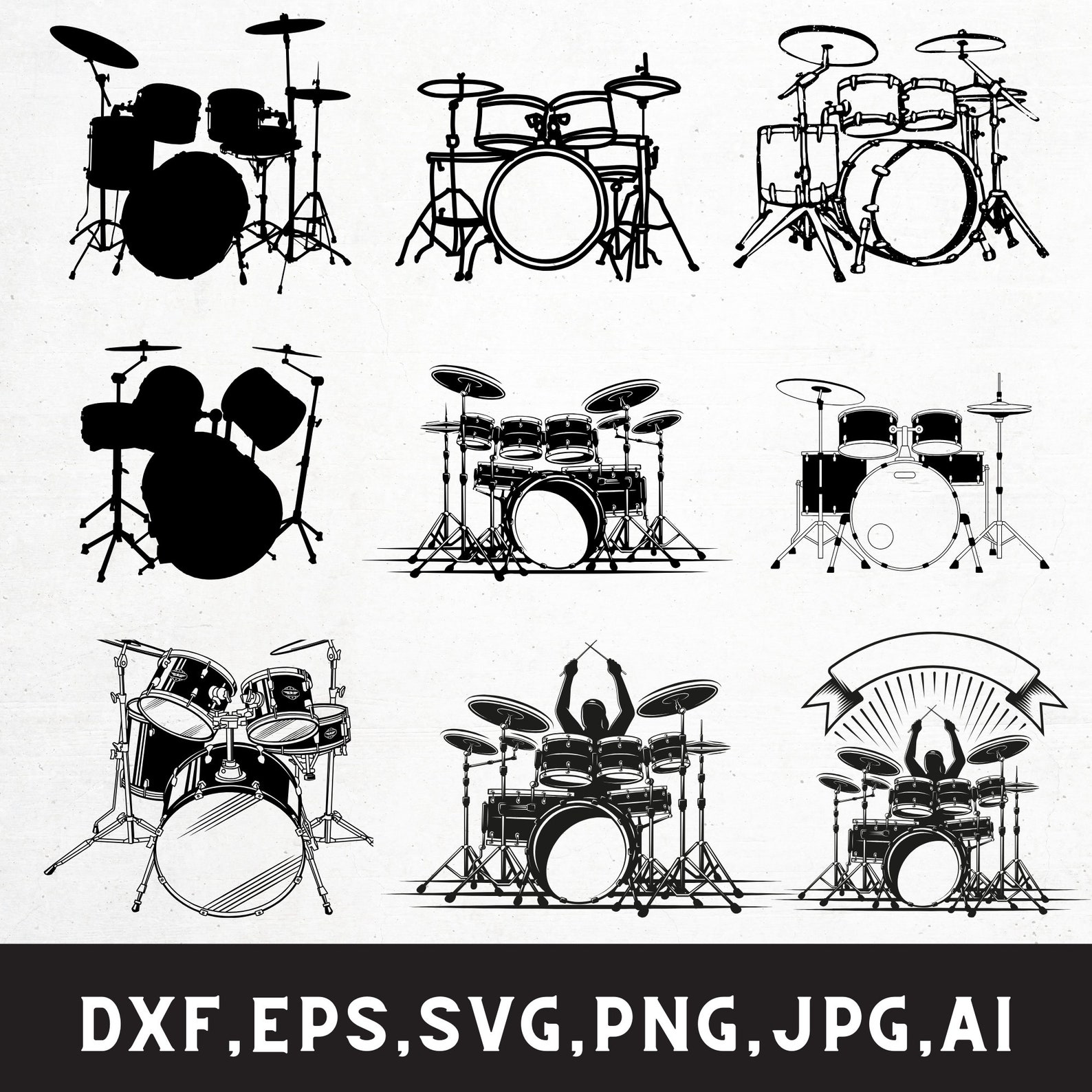 Drum Svg Bundle Drummer Svg Drum Silhouette Drummer - Etsy Canada
