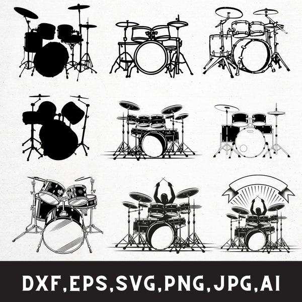 Drum svg bundle, Drummer svg, Drum silhouette, Drummer silhouette files for cricut cut files