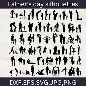 Dad silhouette svg | Father&#39;s day svg | Father&#39;s day silhouette | Dad svg | | Dad son silhouette | Dad and daughter silhouette