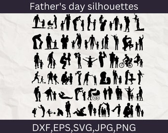 Father's Day Silhouette SVG Bundle | Dad and Child Clipart (Digital Files)
