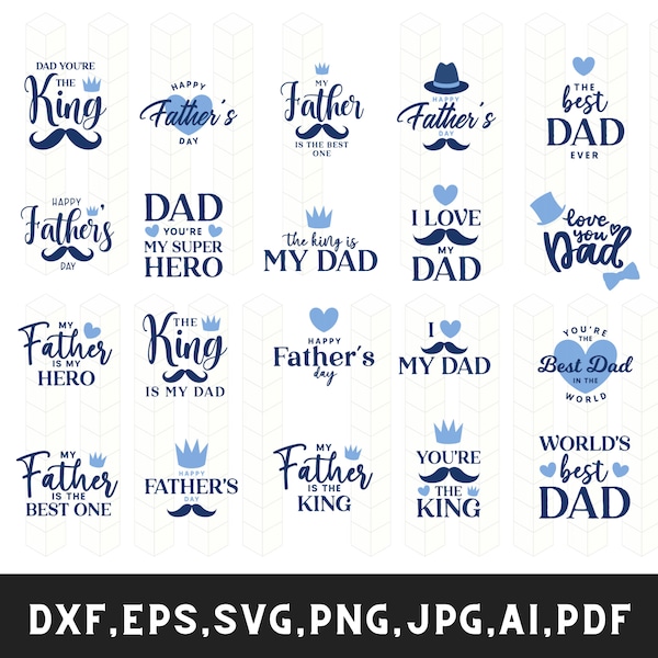 Pacchetto SVG per la festa del papà felice, Miglior papà di sempre SVG, Papa SVG, File tagliati per Cricut, Download digitale